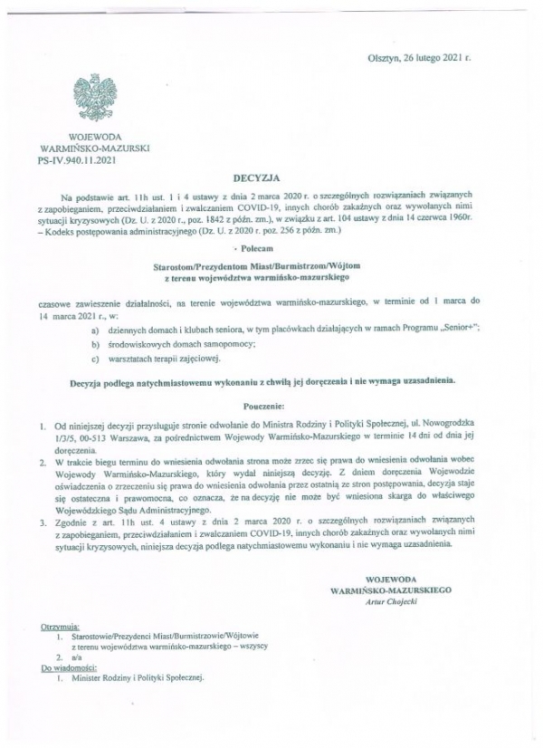Decyzja Wojewody Warmińsko-Mazurskiego z dnia 26.02.2021 r.